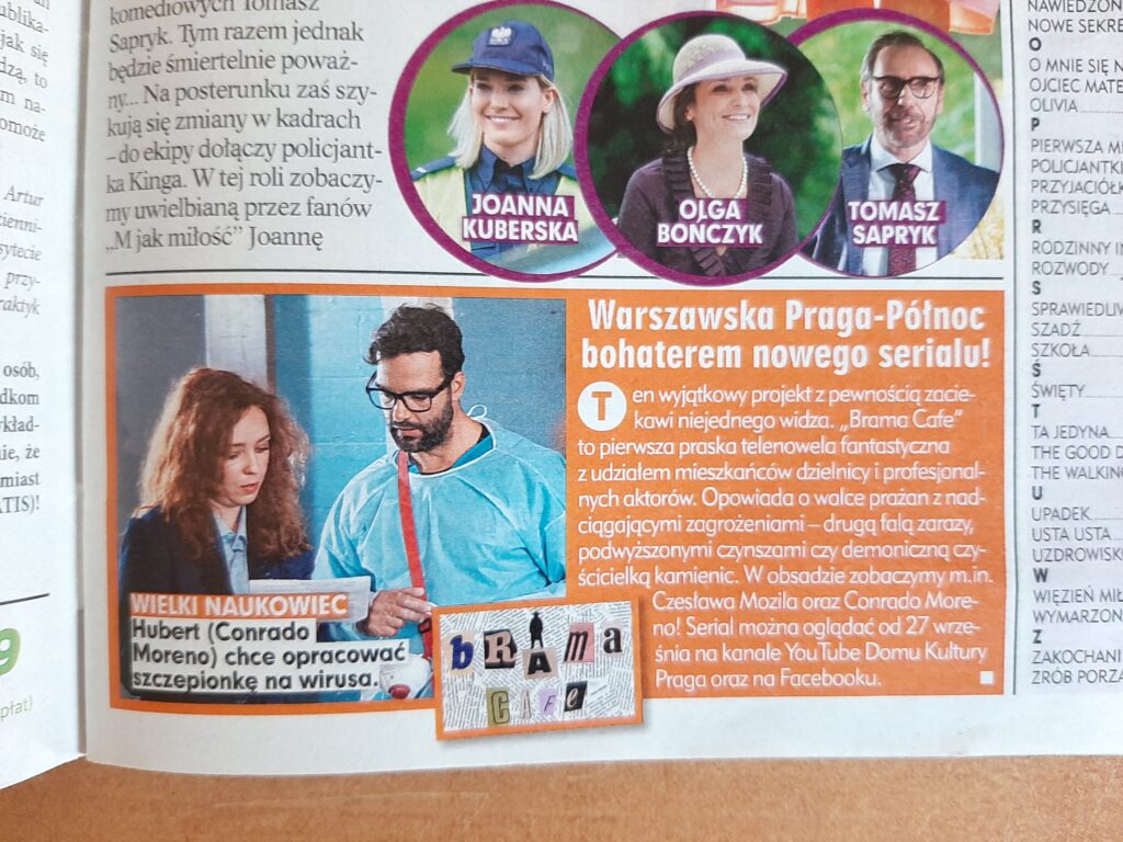 I starred in the series "Brama Cafe" 11 swiat seriali